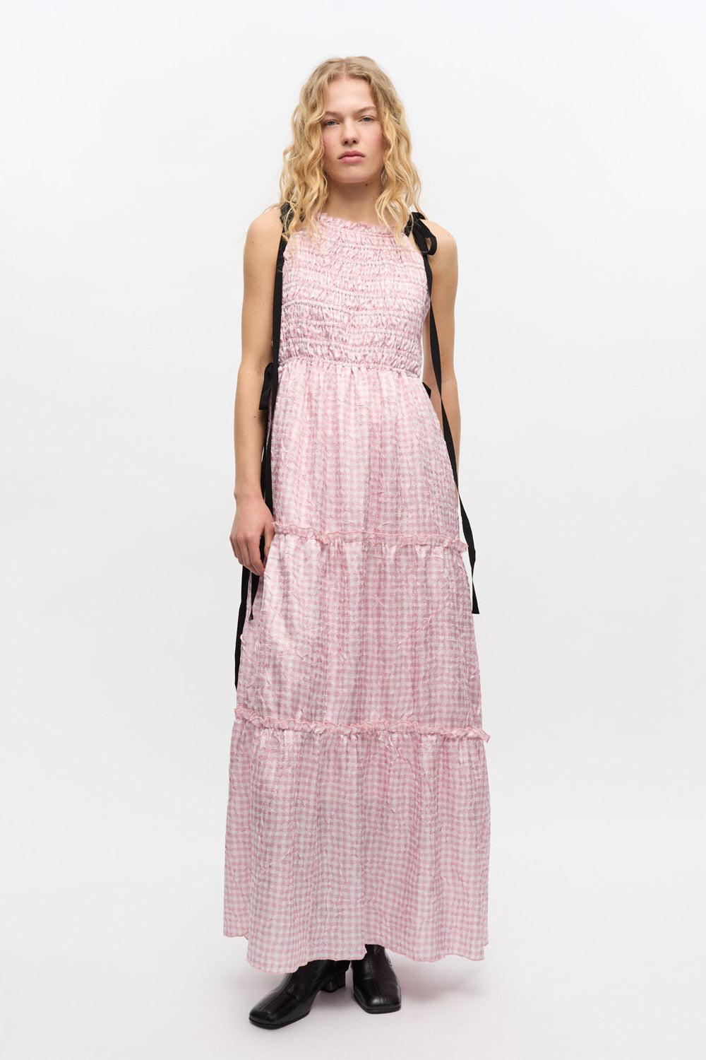 Shibori Pleat Maxi Smock Slip Dress