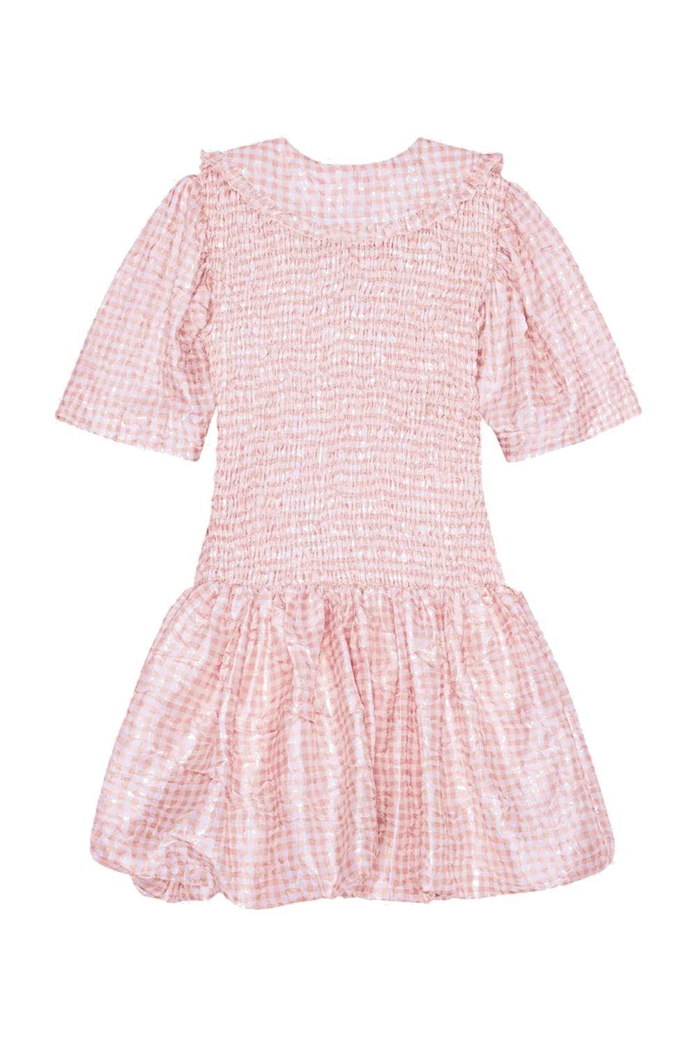 Shibori Pleat Mini Smock Bubble Dress
