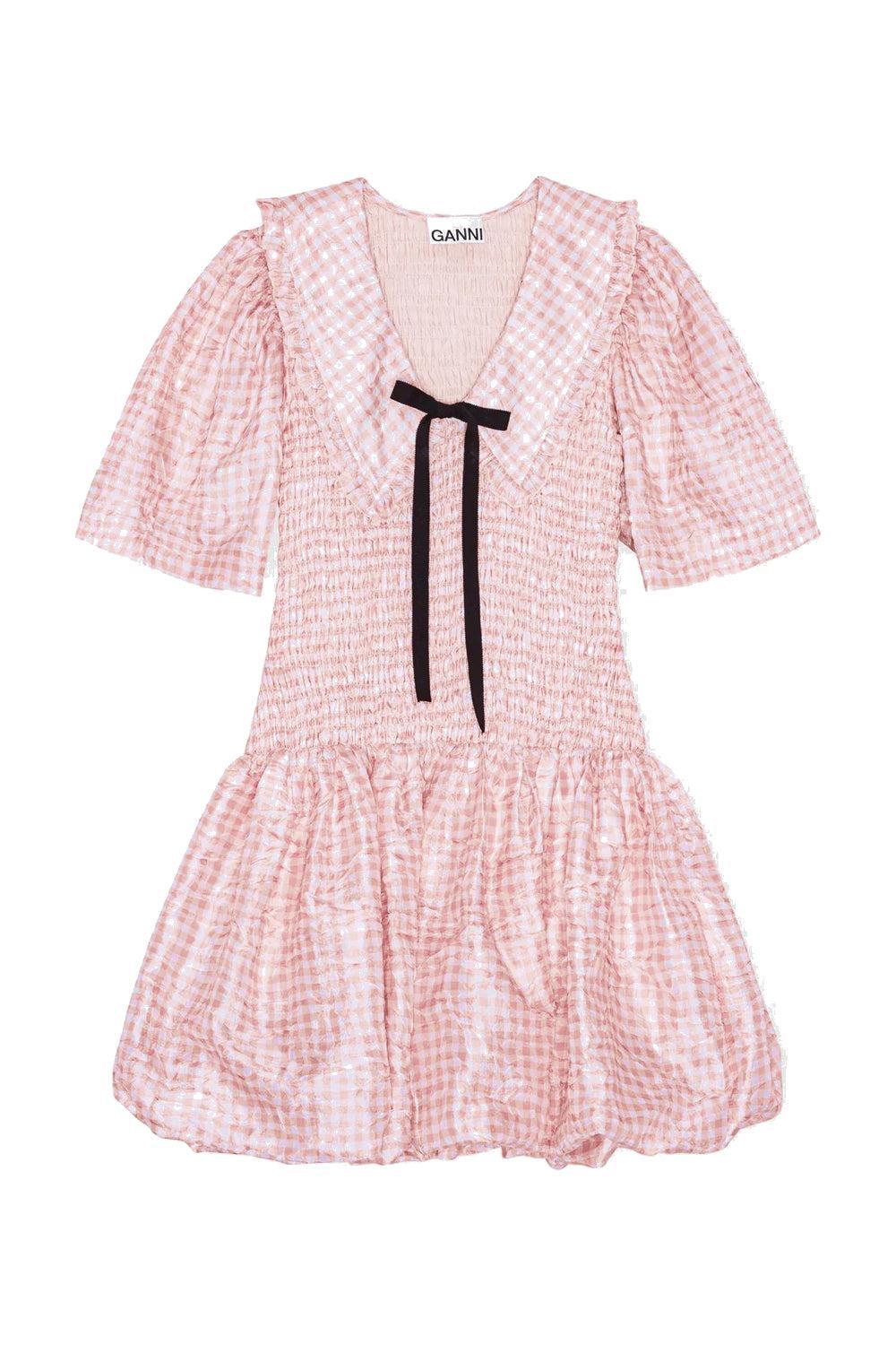 Shibori Pleat Mini Smock Bubble Dress