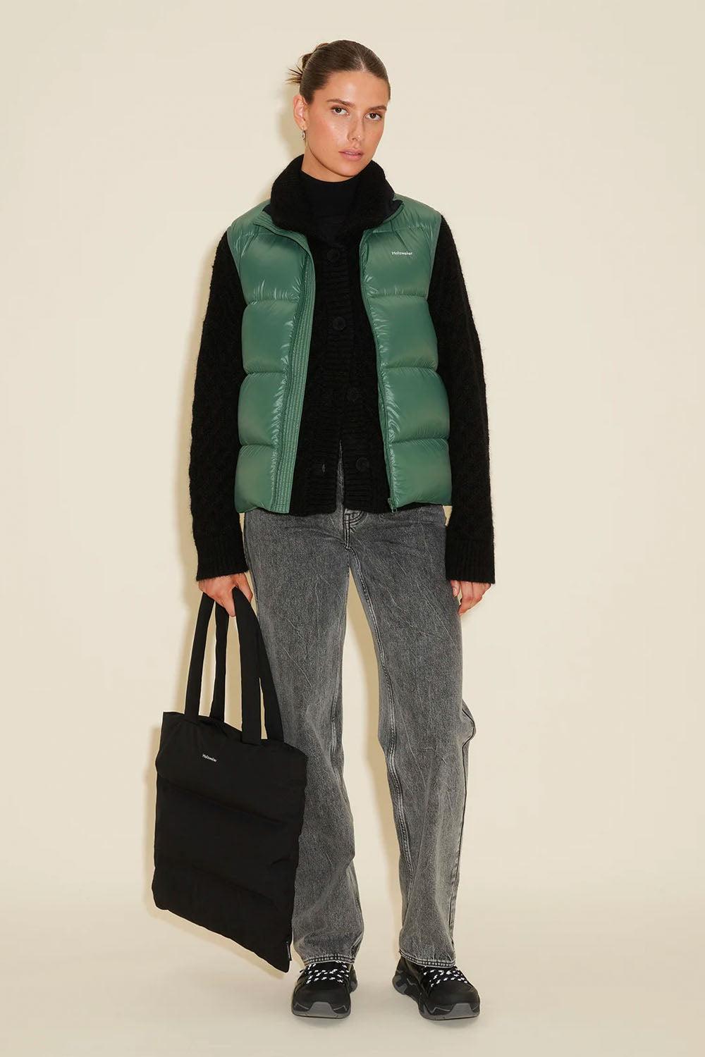 Shiny Diff Down Vest Dk. Green