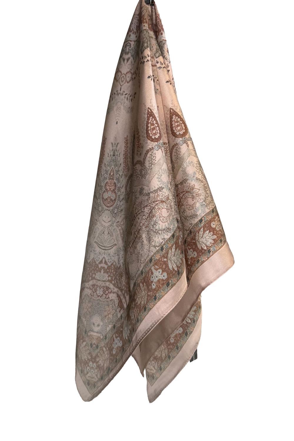 Silk Feel Scarf Beige Paysley