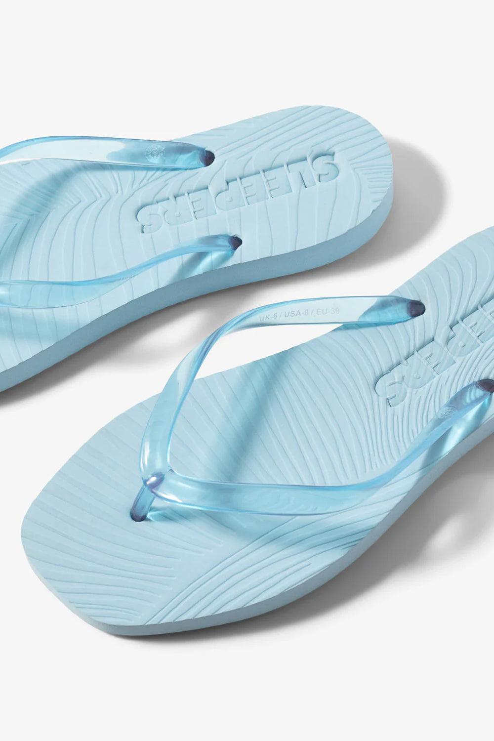 Sleepers Tapered Platform Transparent Blue flip flop