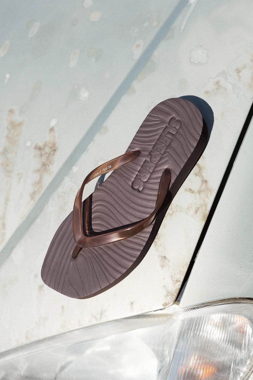 Sleepers Tapered Platform Transparent Brown flip flop