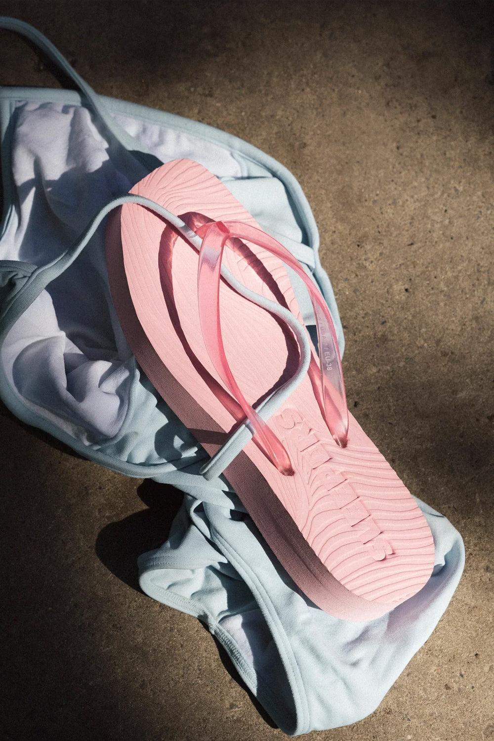 Sleepers Tapered Platform Transparent Pink flip flop