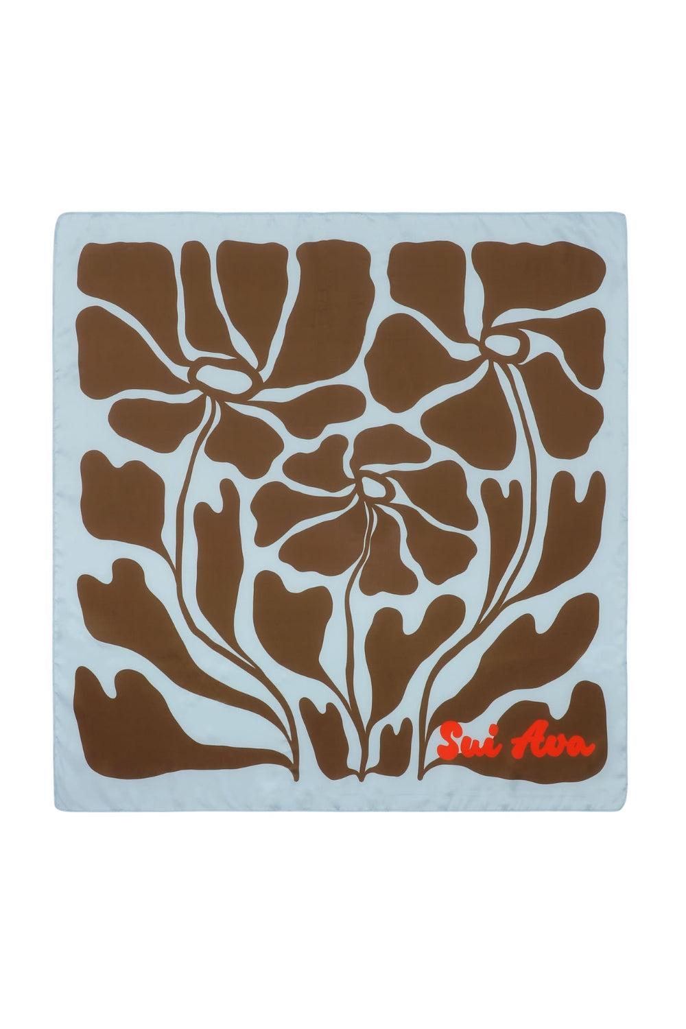 Soft Floral Scarf Blue/Brown