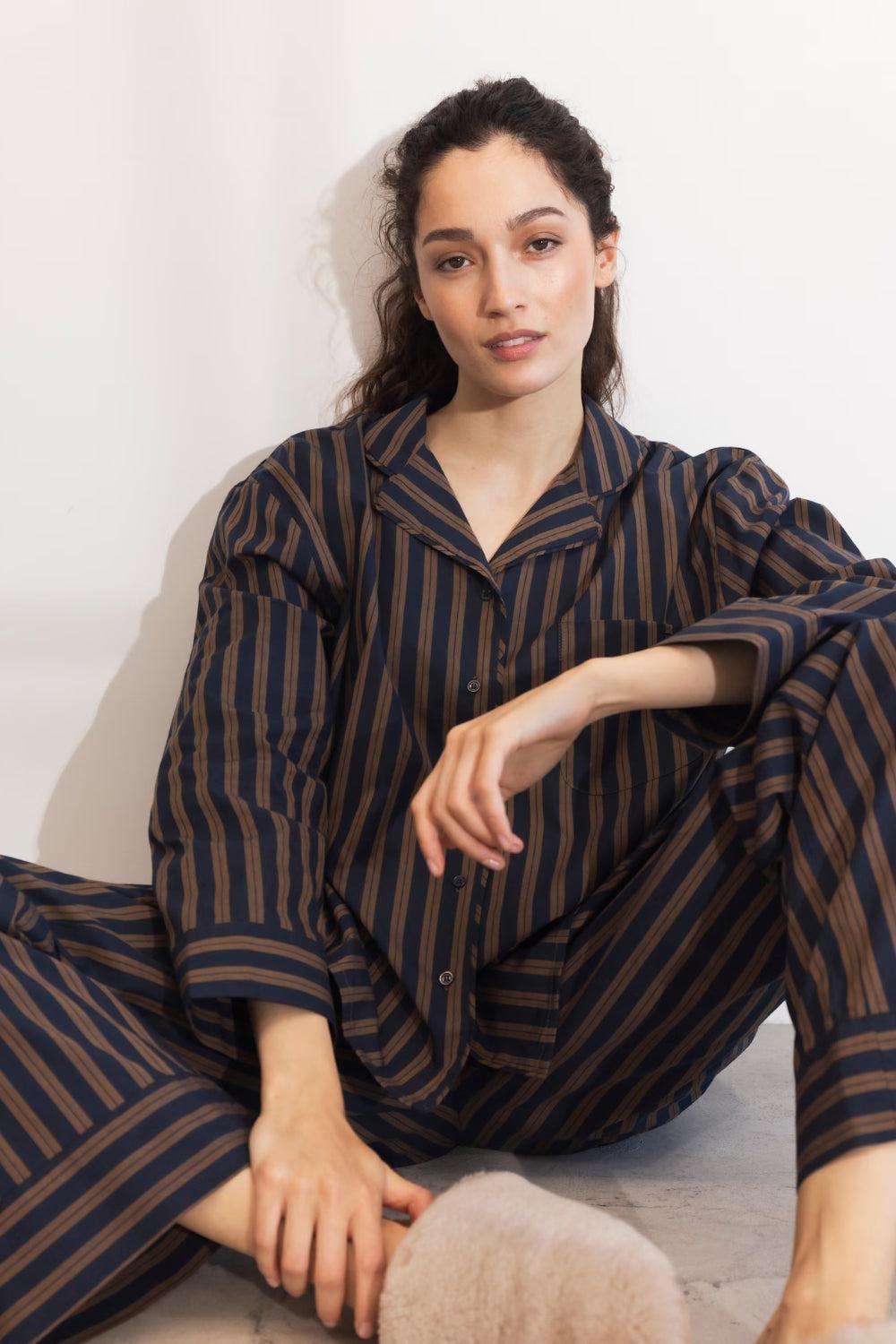 Soire Pyjamas Set Navy Spripe