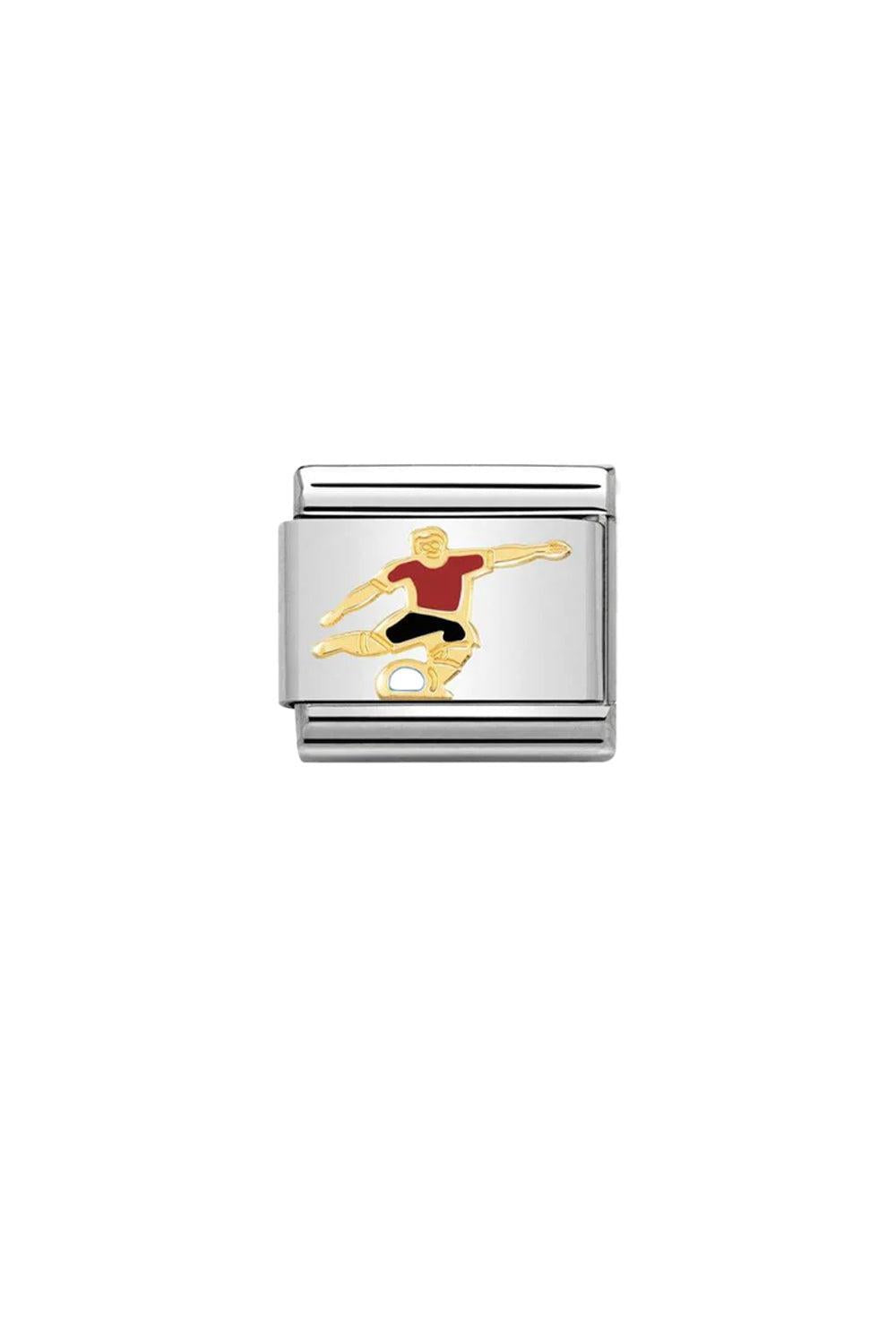 Sports 18k Gold & Enamel Soccer Player Red