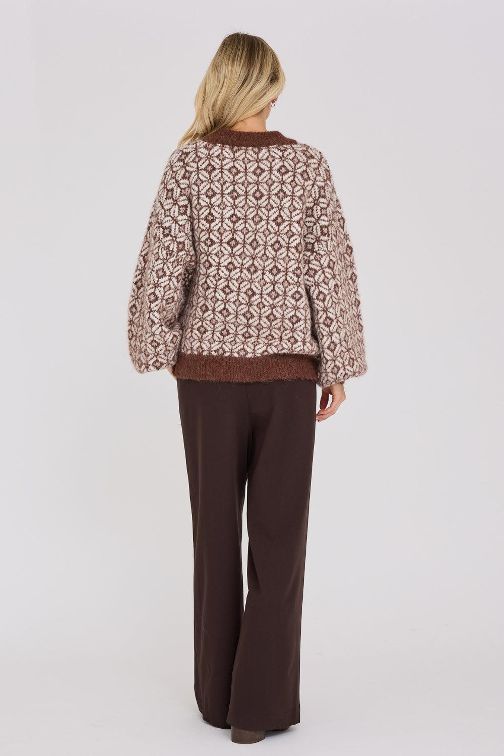 Stavanger Knit Pullover Cream/Brown