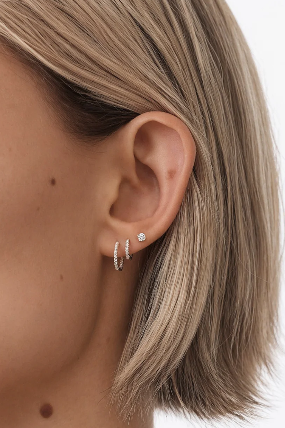 Stone Huggie Hoops Gold 6mm