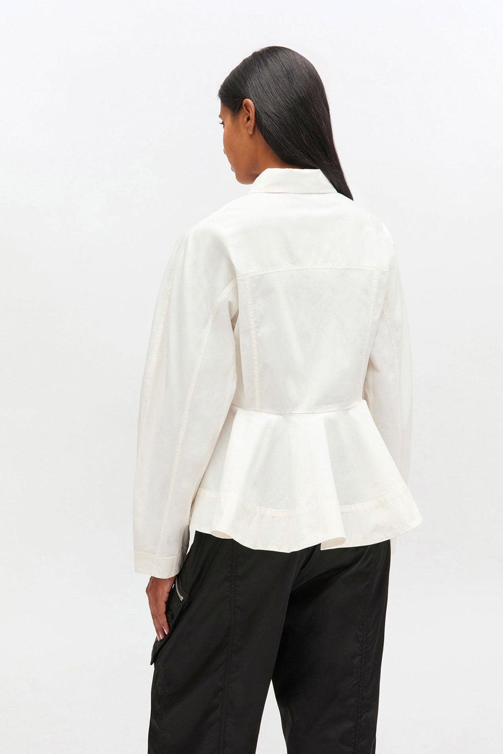 Stretch cotton peplum shirt egret