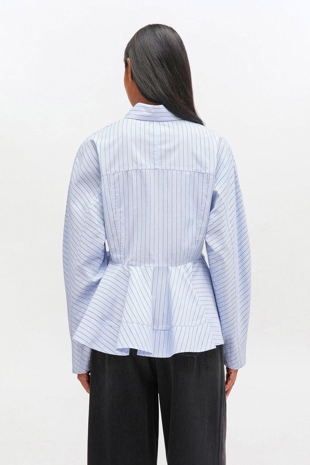 Stretch cotton peplum shirt lavender lustre