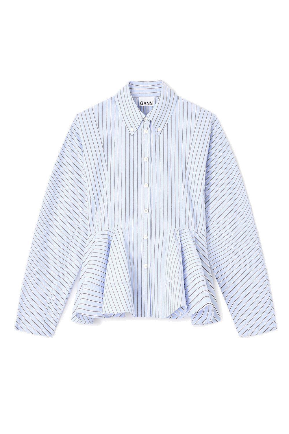 Stretch cotton peplum shirt lavender lustre