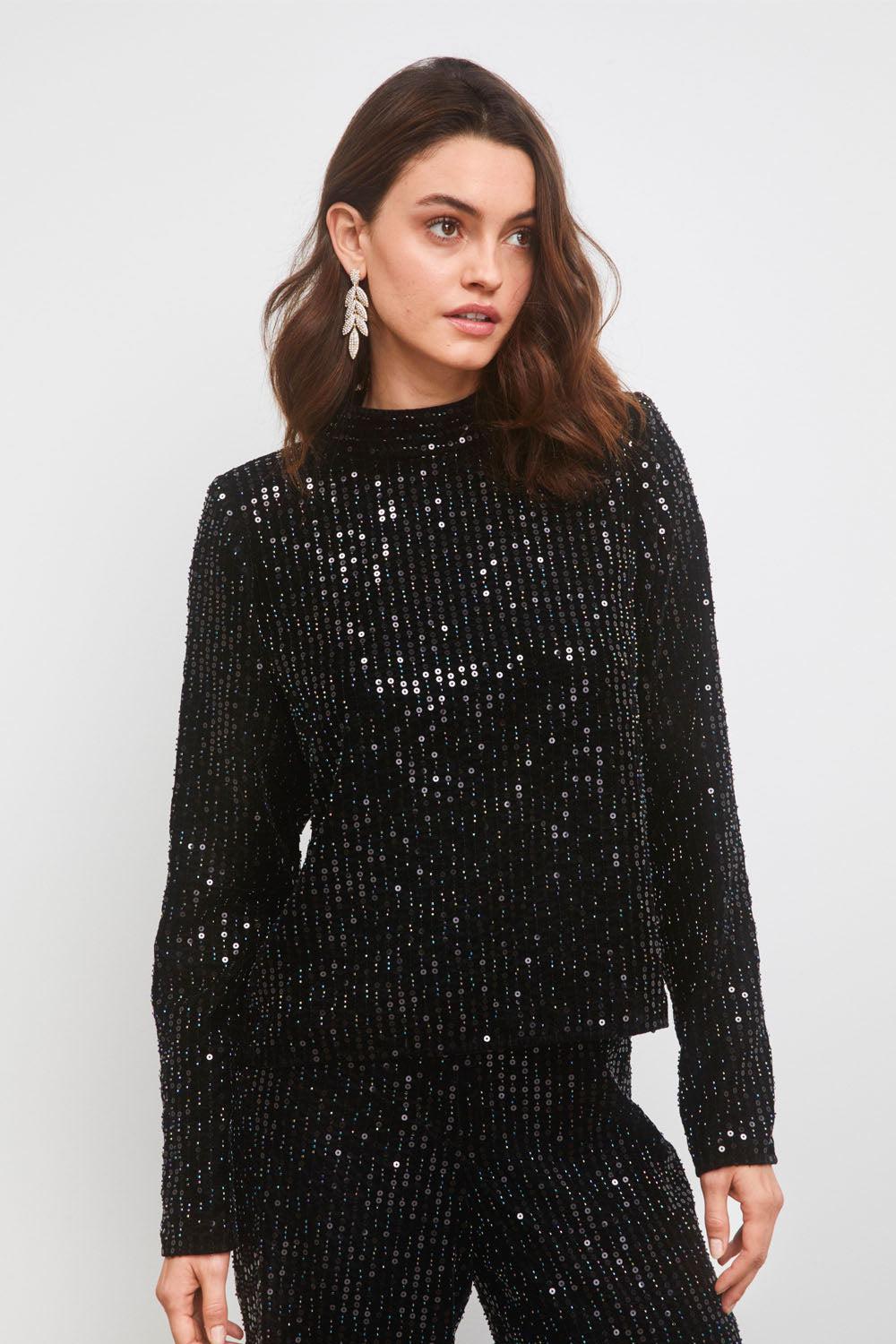 Studio Sequin Top Black