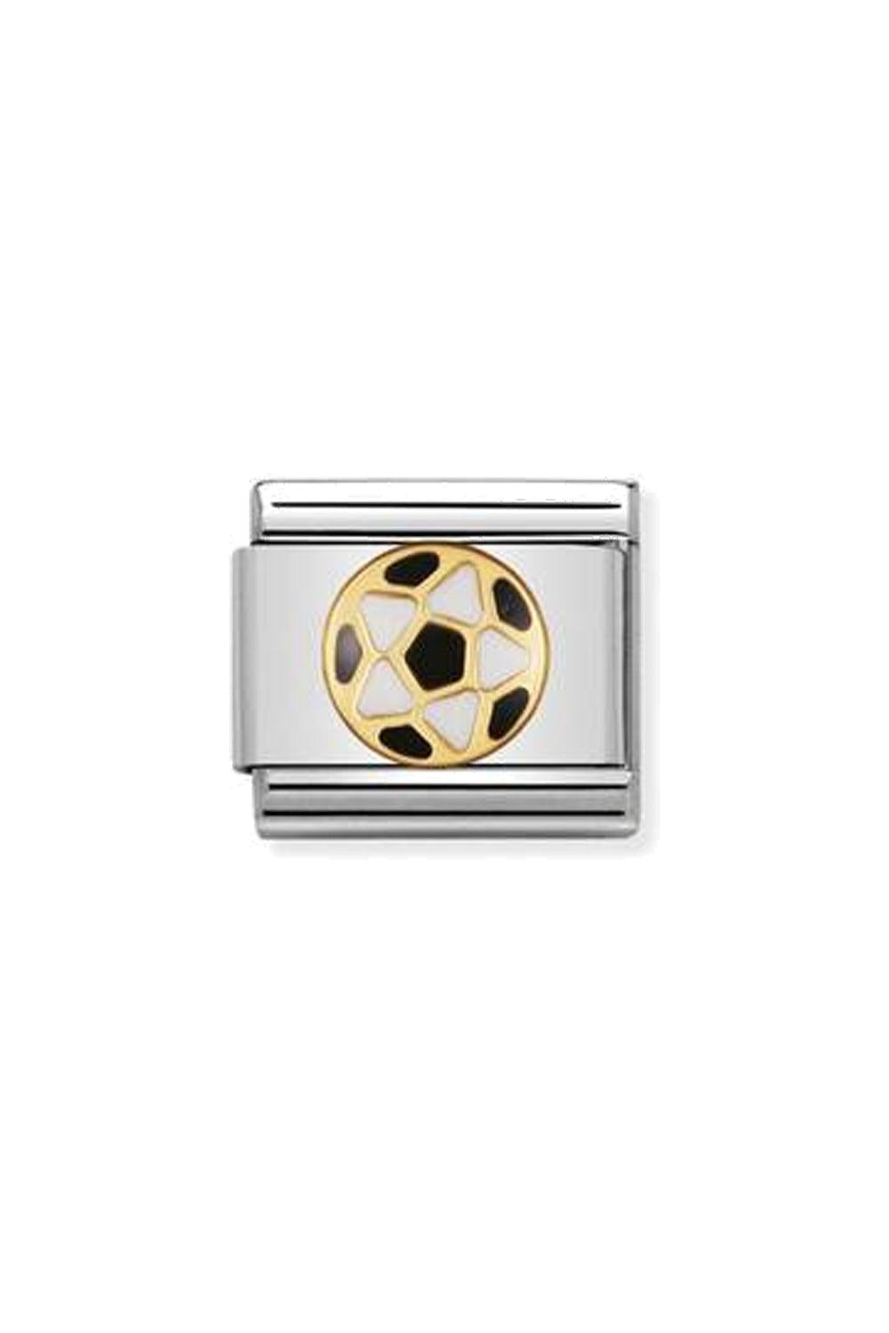 Symbol stainless steel 18k gold and Enamel Football