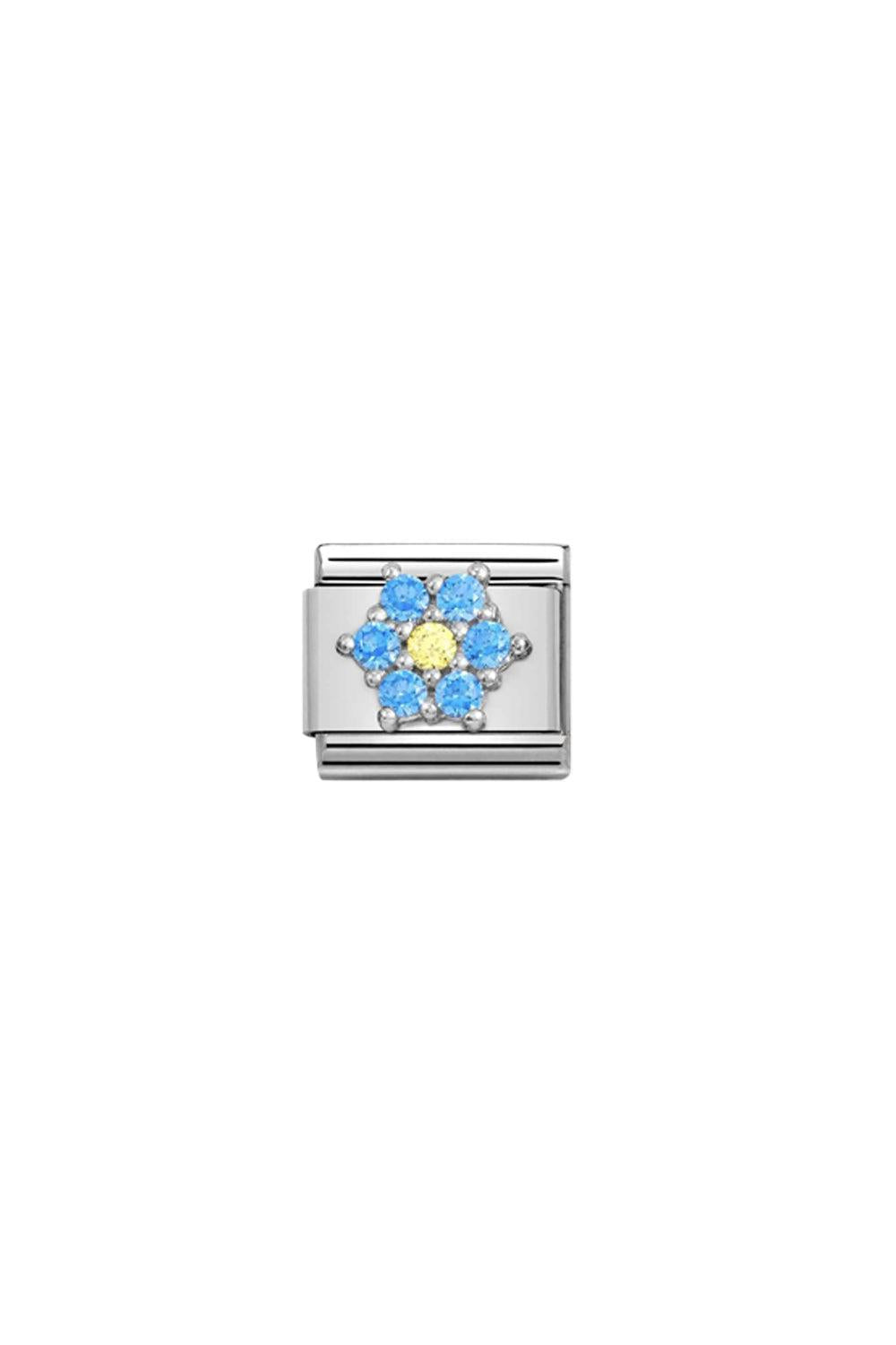 Symbols 925 sterling silver & CZ blue and yellow flower