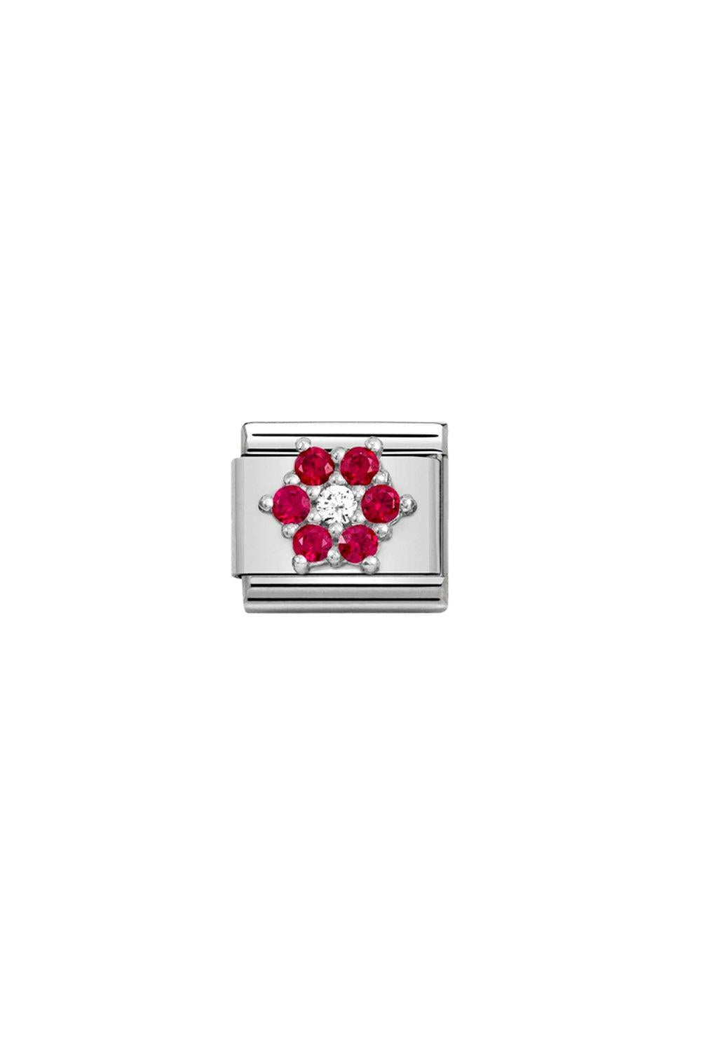 Symbols 925 sterling silver with CZ Red and White flower