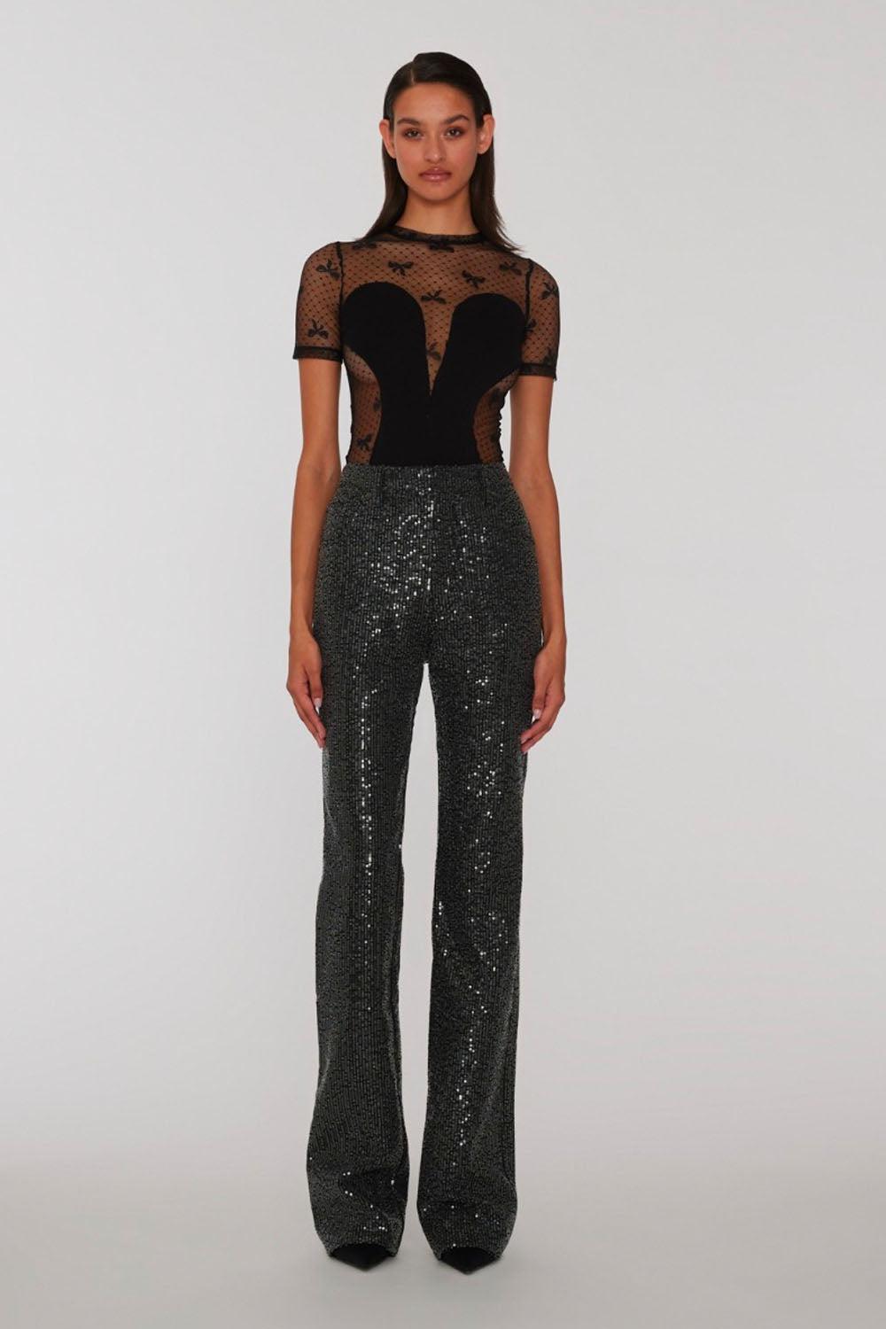 TWILL SEQUIN JEANS BLACK