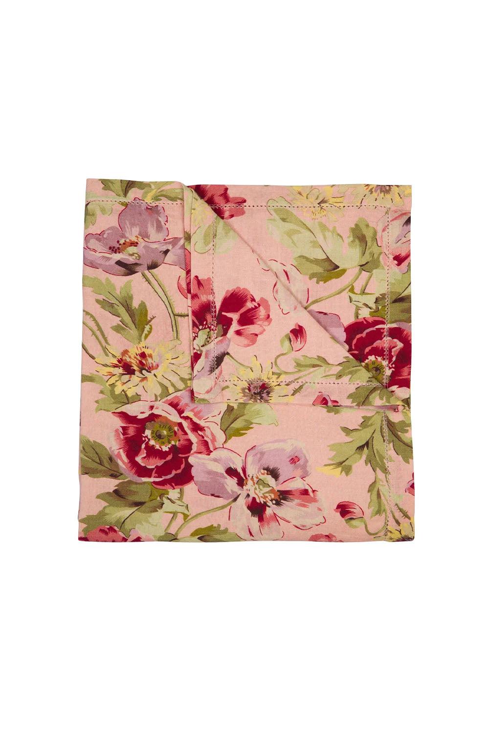 Table Cloth Linen Poppy Field 140x300