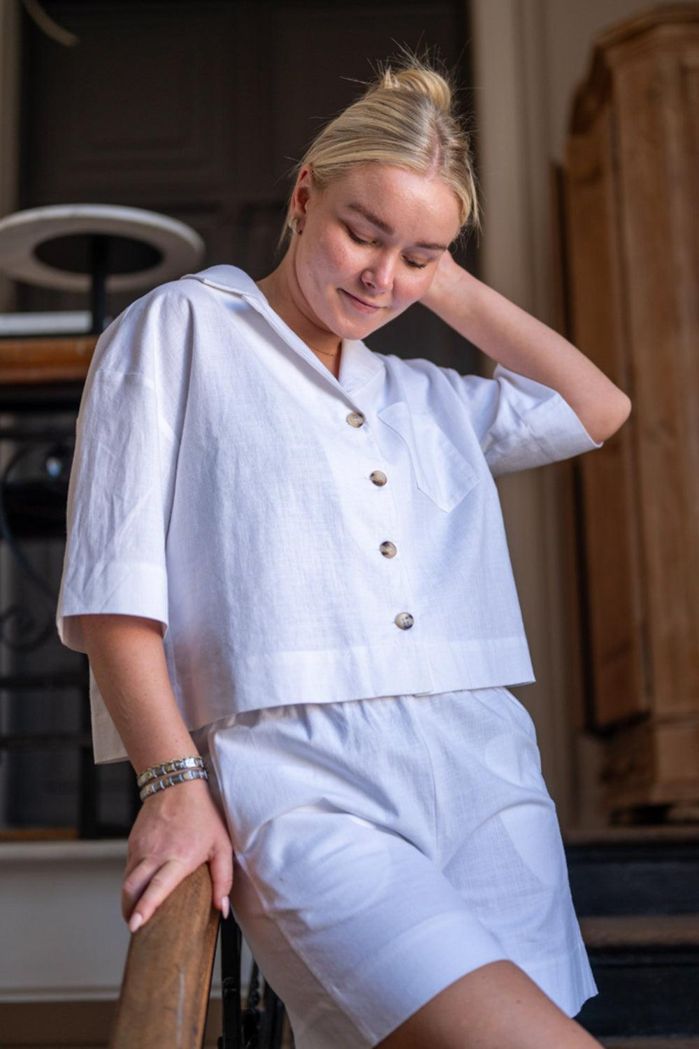 Tara Linen Shirt White