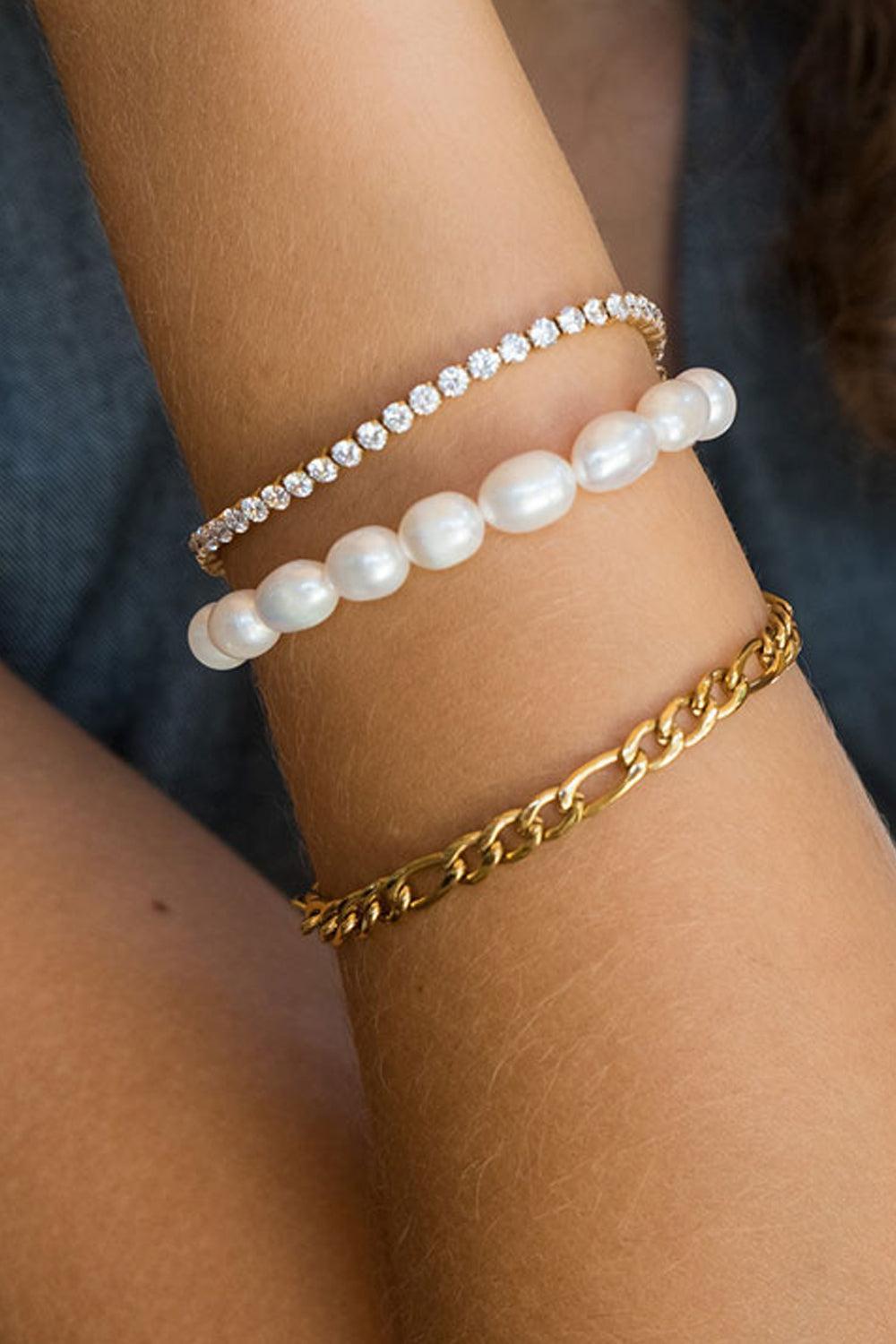 Tennis Bracelet Big Crystal Gold