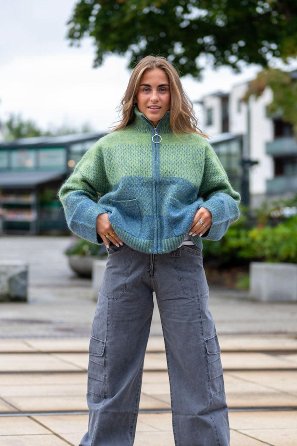 Tine Knit Cardigan Blue Mix