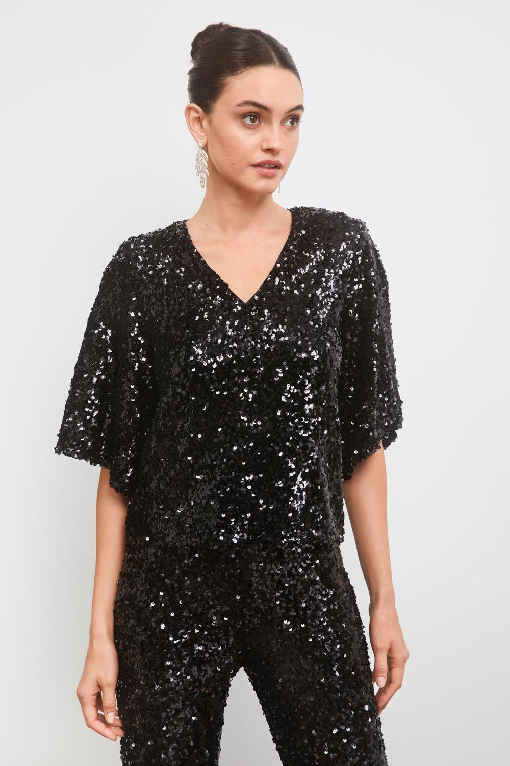 Tony Sequin Top Black