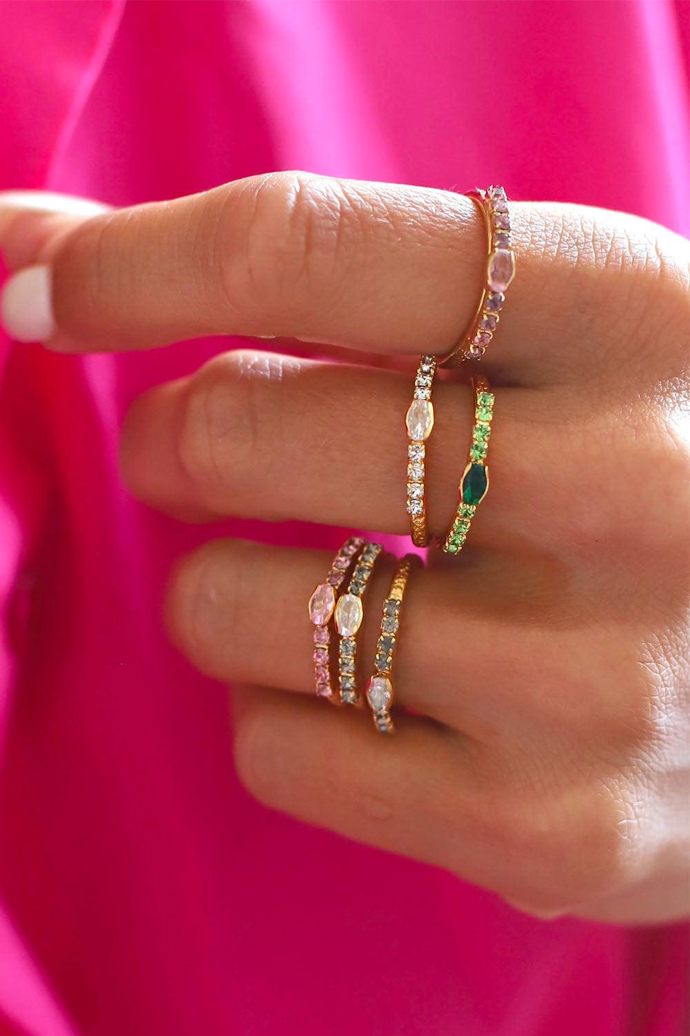 Tracy Ring Rhodium Crystal