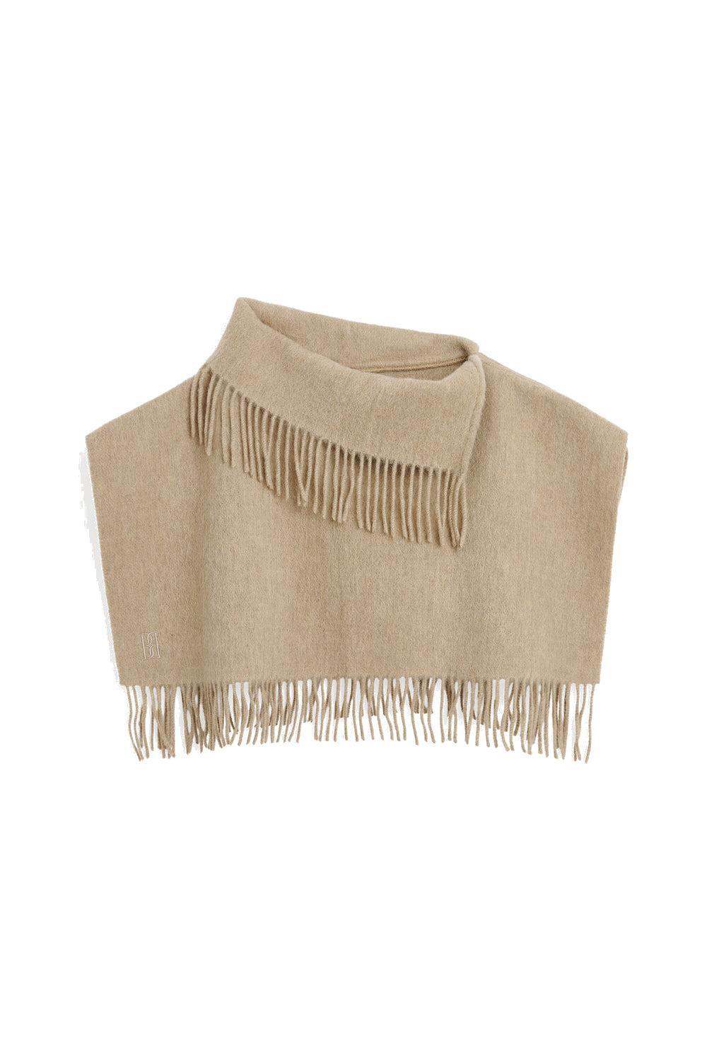 Turtla wool fringe bib Brown melange