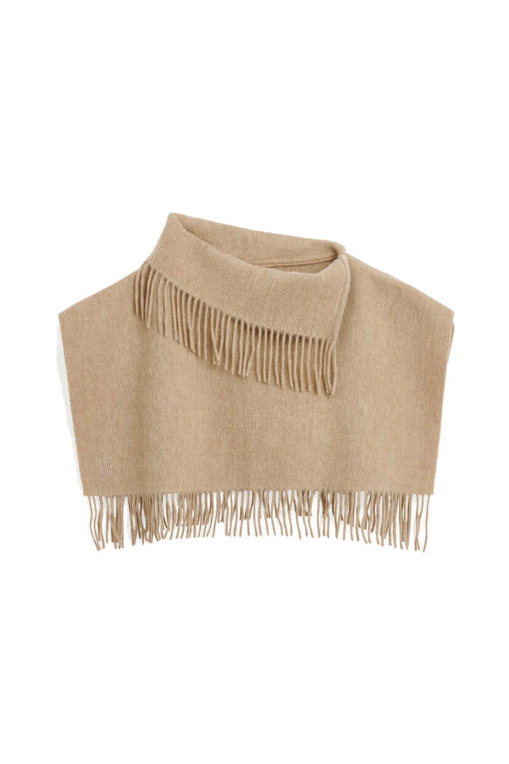 Turtla wool fringe bib Grey brown melange