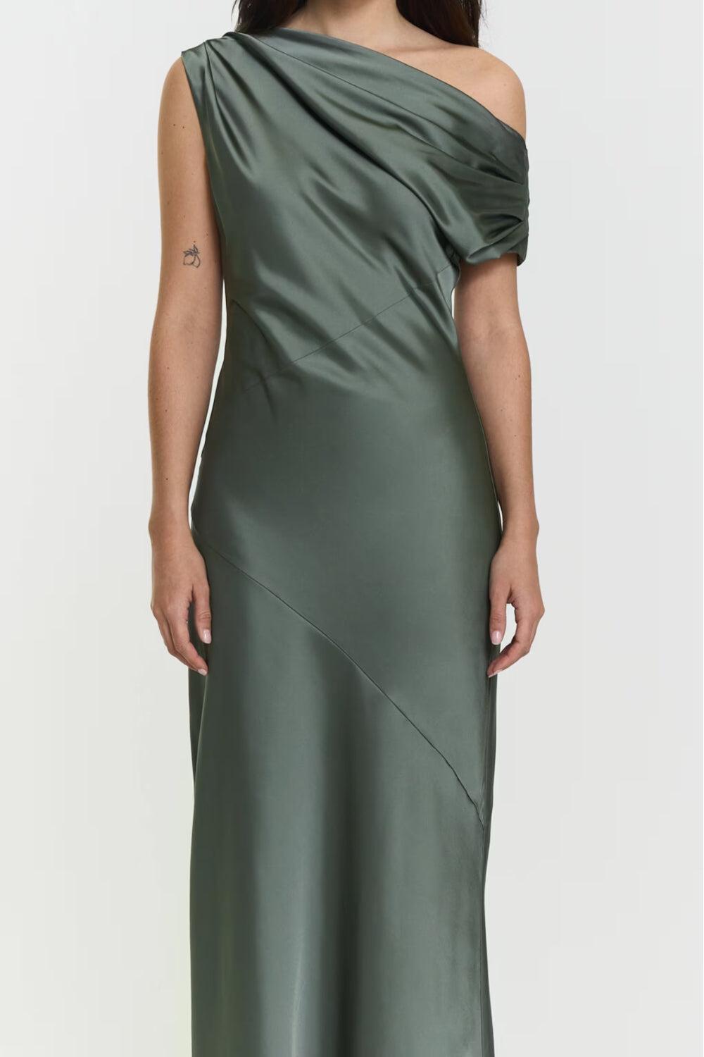 Vanessa Satin Dress Agave Green