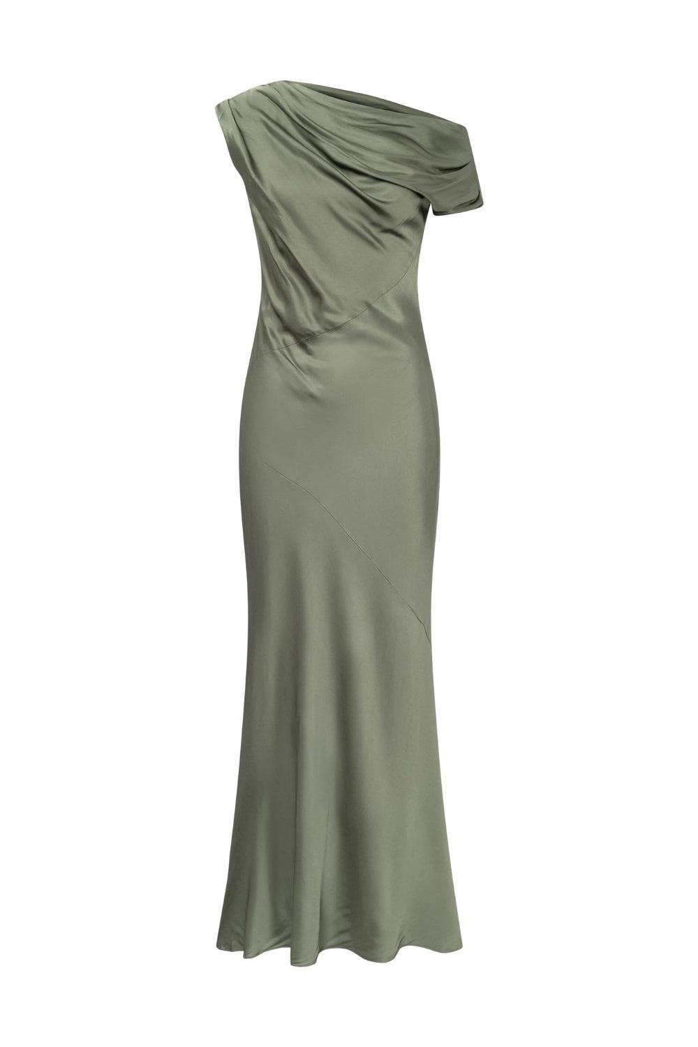 Vanessa Satin Dress Agave Green