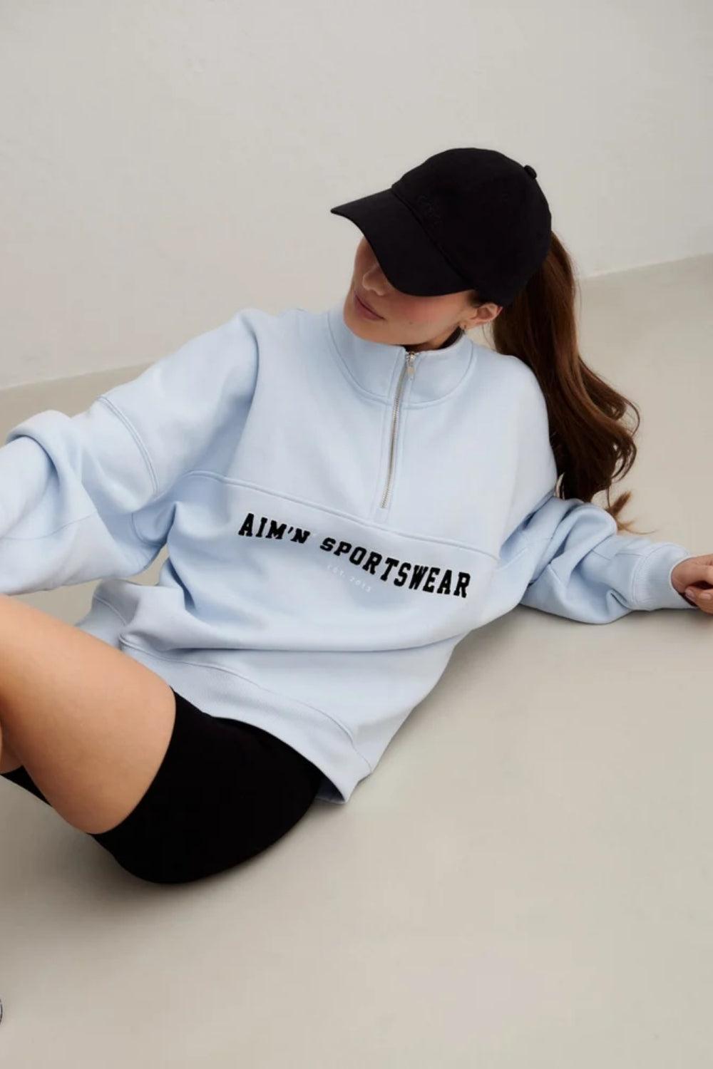 Varsity Sweat Half Zip Aura