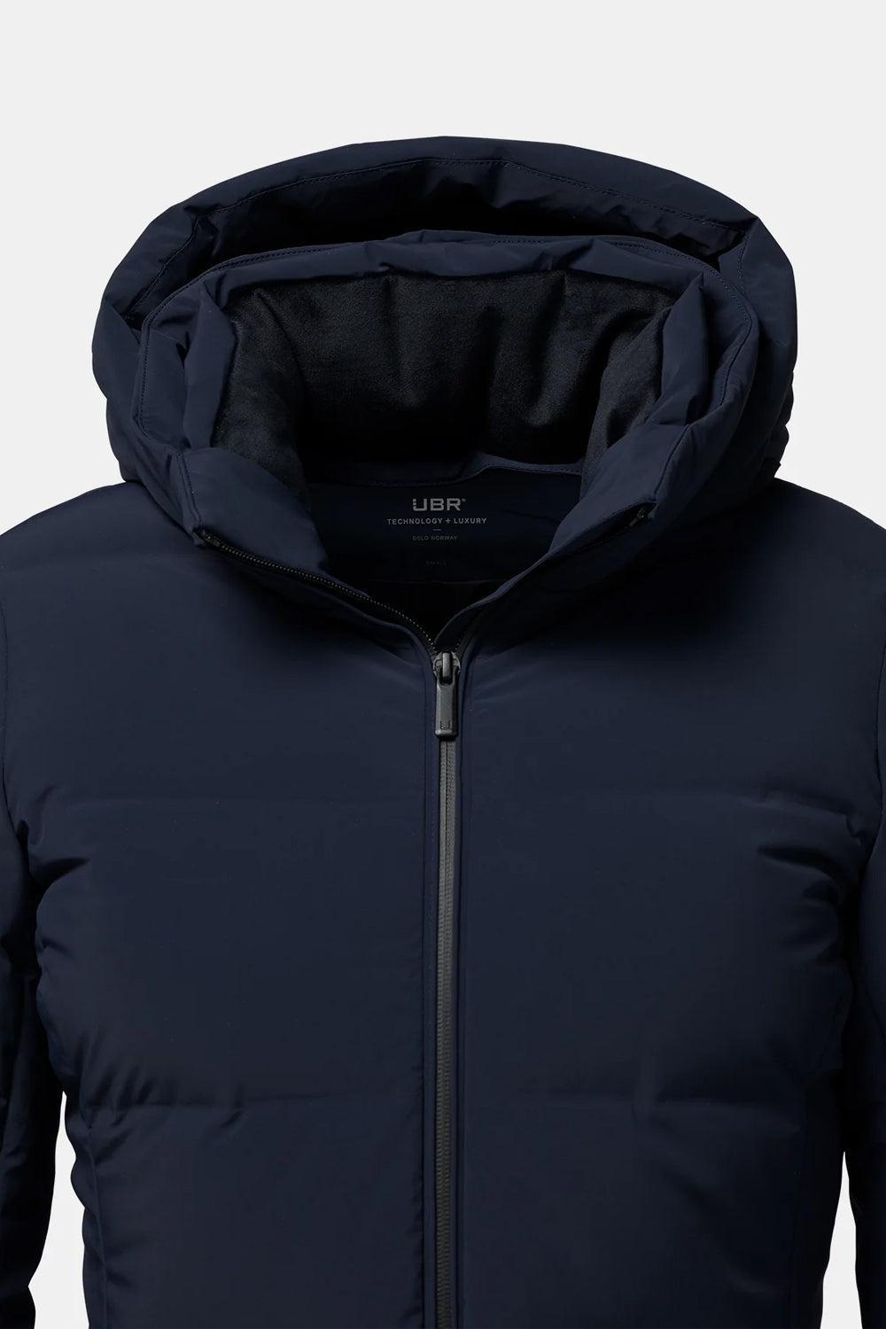 W Enigma Parka navy down collar