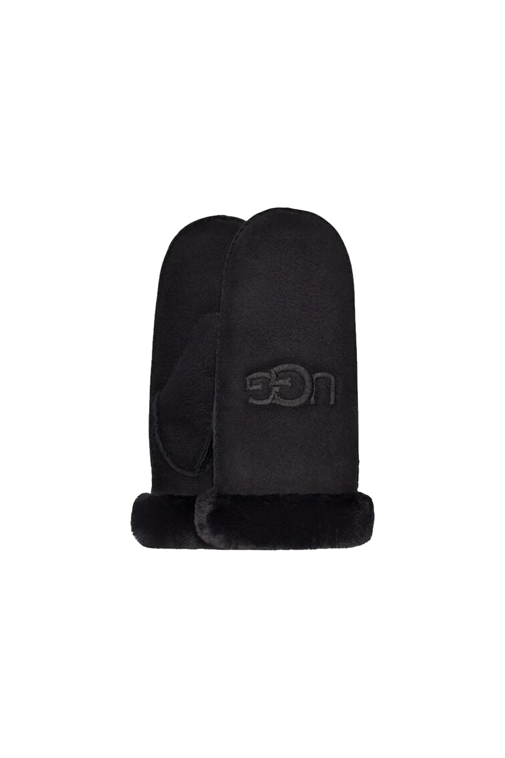 W Sheepskin Embroider Mitten Black