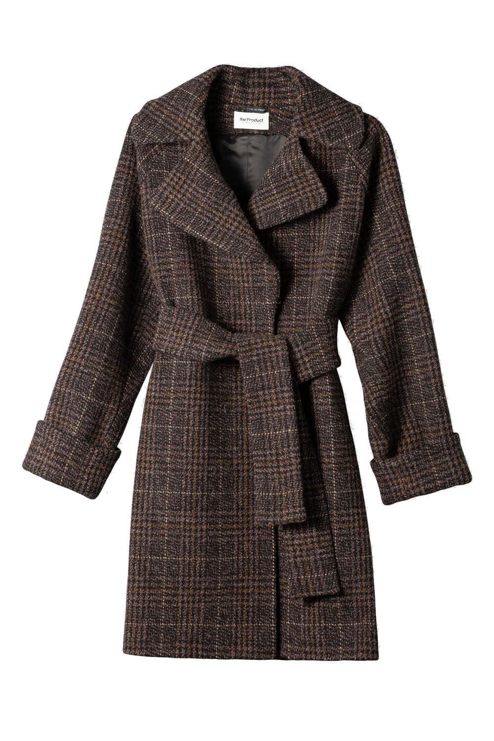 WMN Wool coat mid Brown Check