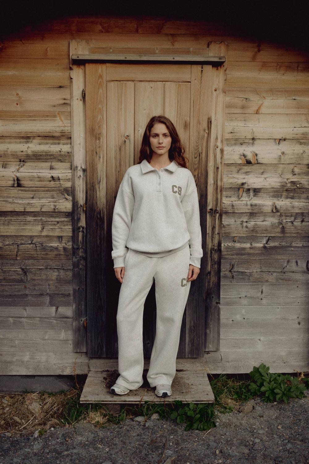 W. CS Rugby Shirt Grey Melange w. Khaki