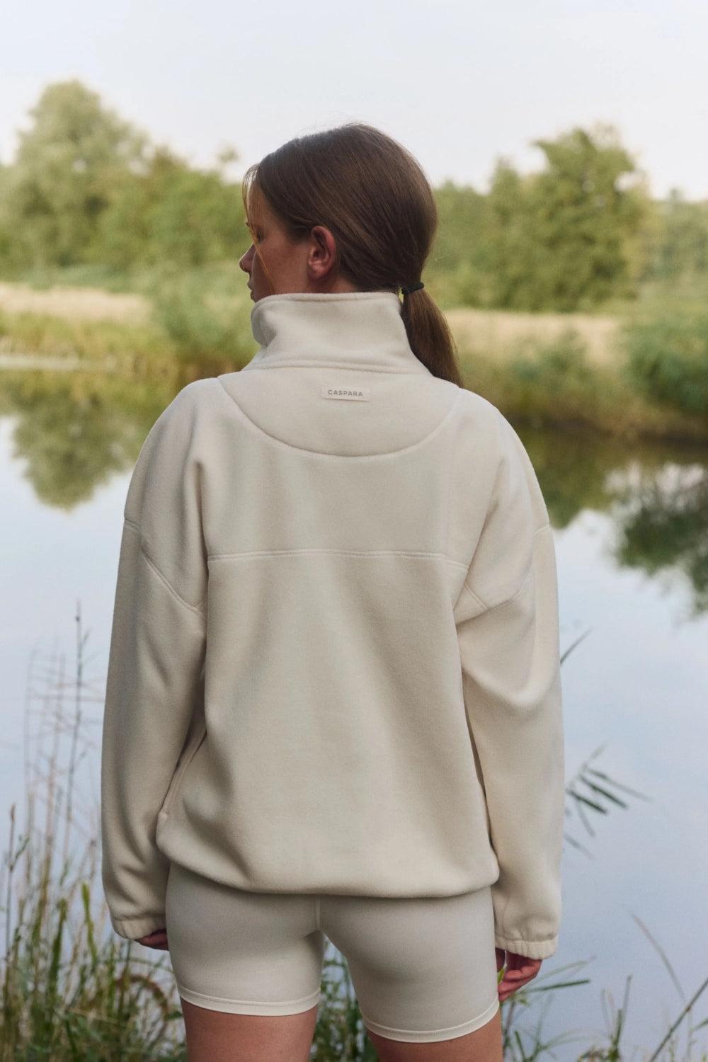 W. Polar Fleece Half-Snap Pullover Creme