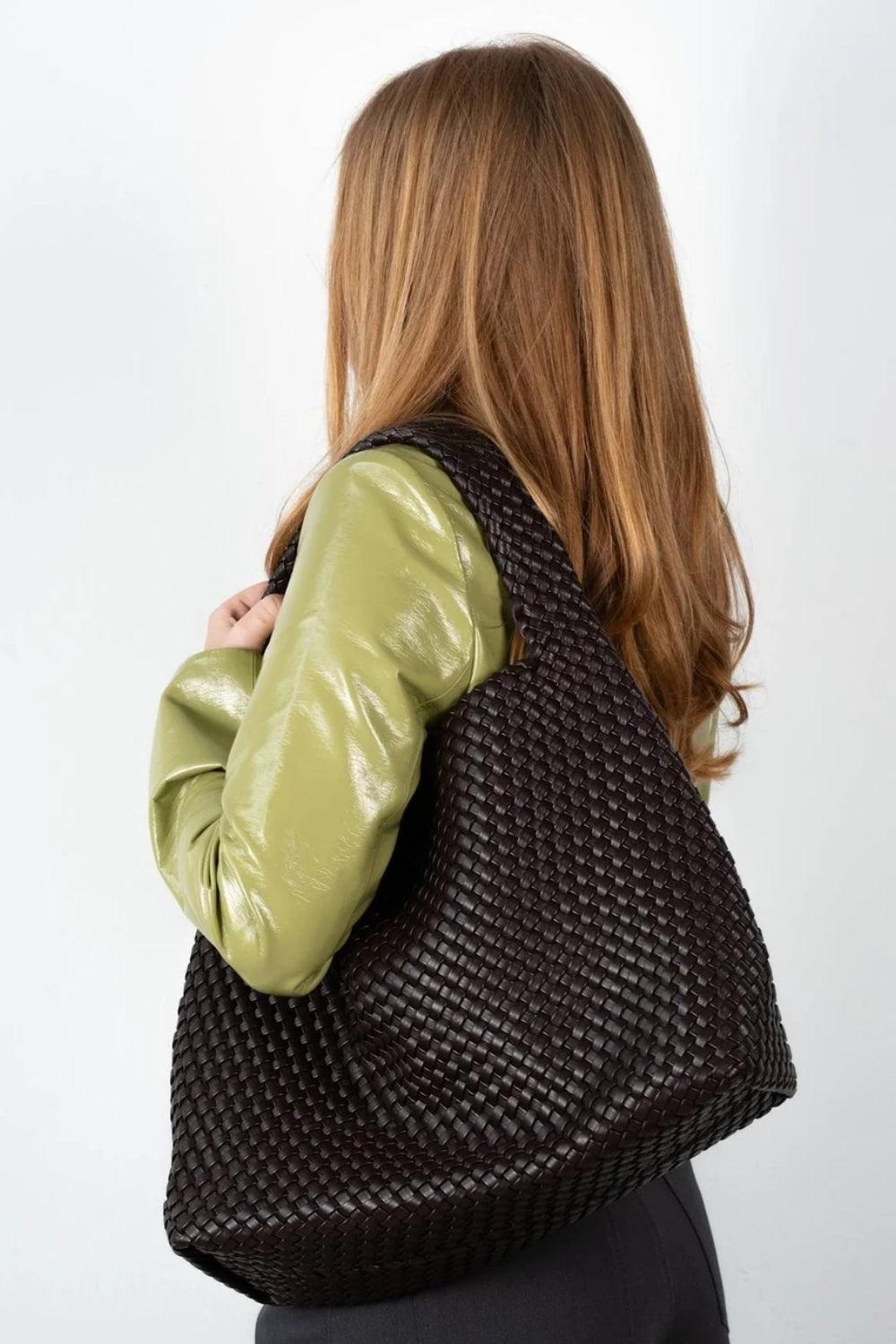 Woven Daily Shopper With Pouch Brown