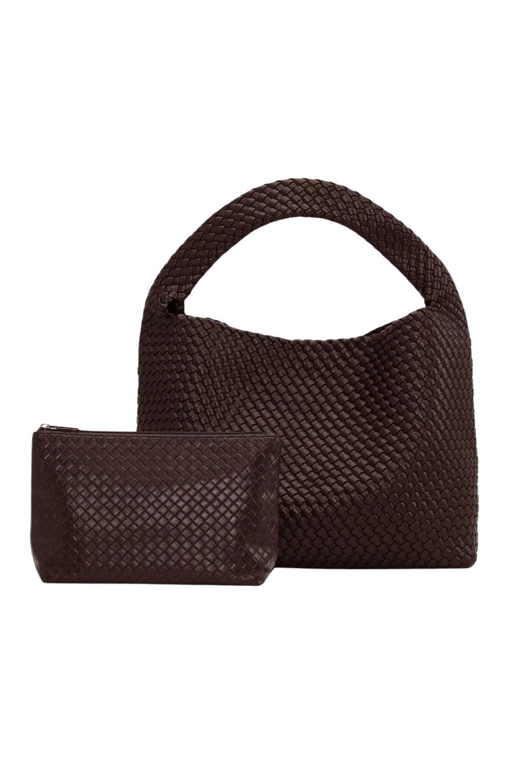 Woven Daily Shopper With Pouch Brown