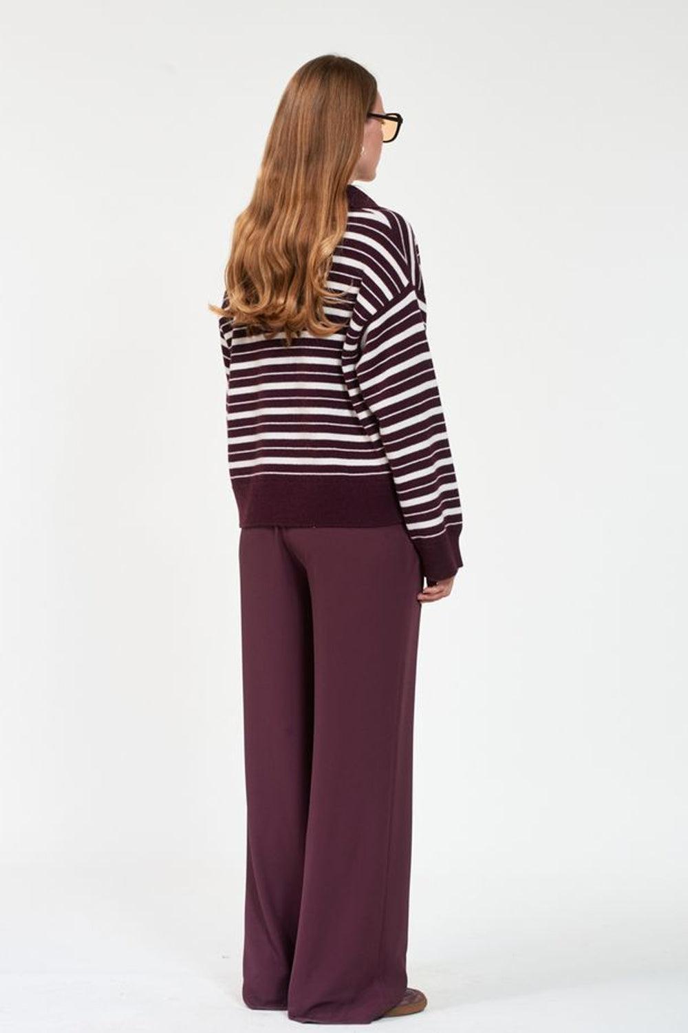 Zely Stripe Sweater Dk burgundy/offwhite