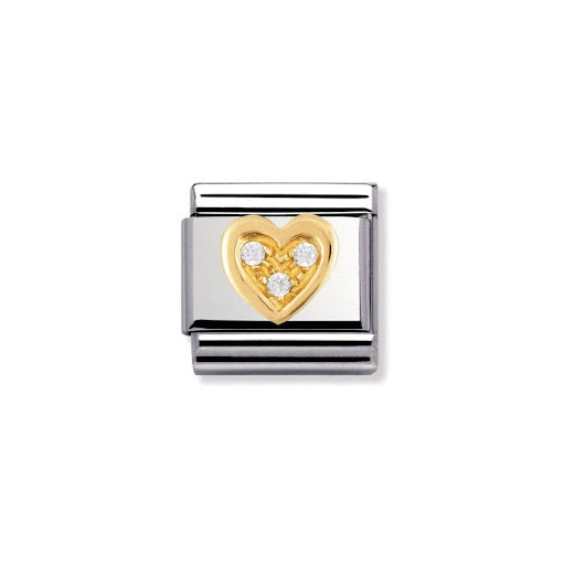 Love 18K Gold & CZ White heart
