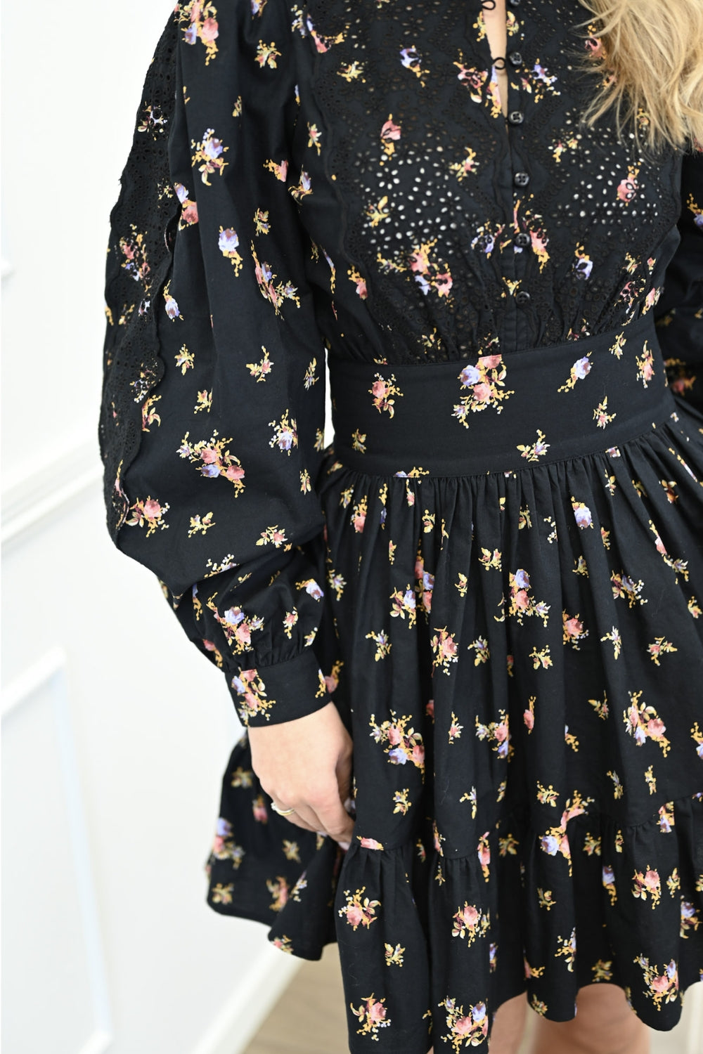Winter Cotton Mini Dress Petite Flowers