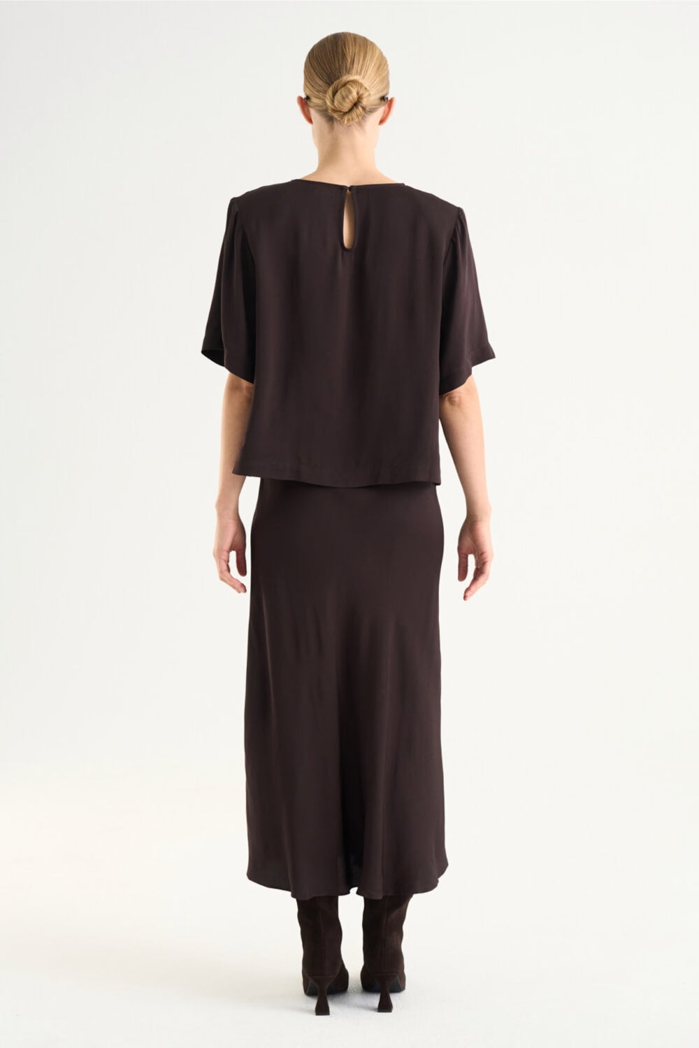 Tyne Satin Skirt Mocha Brown