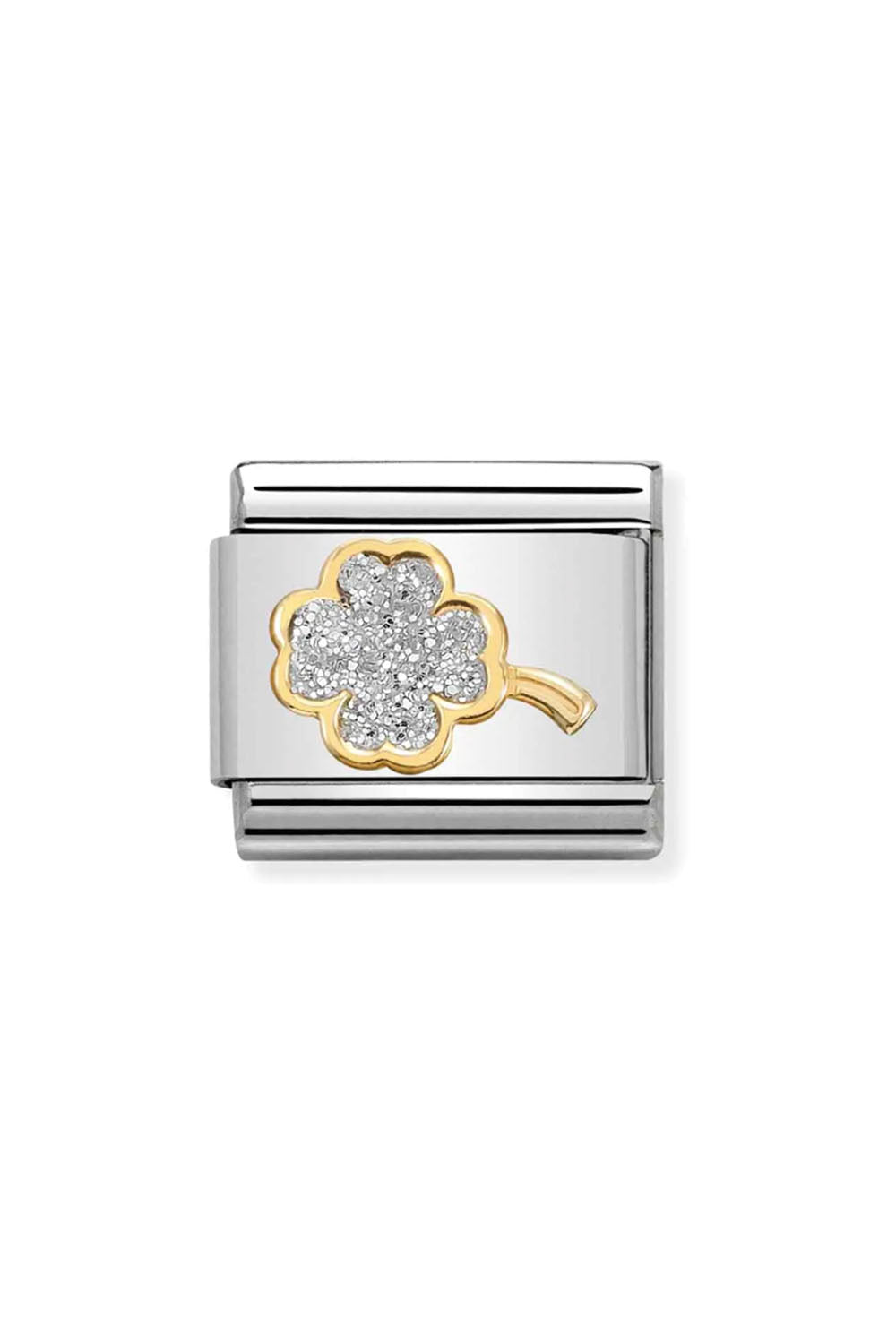 Glitter symbols 18k Gold & enamel silver four-leaf clover