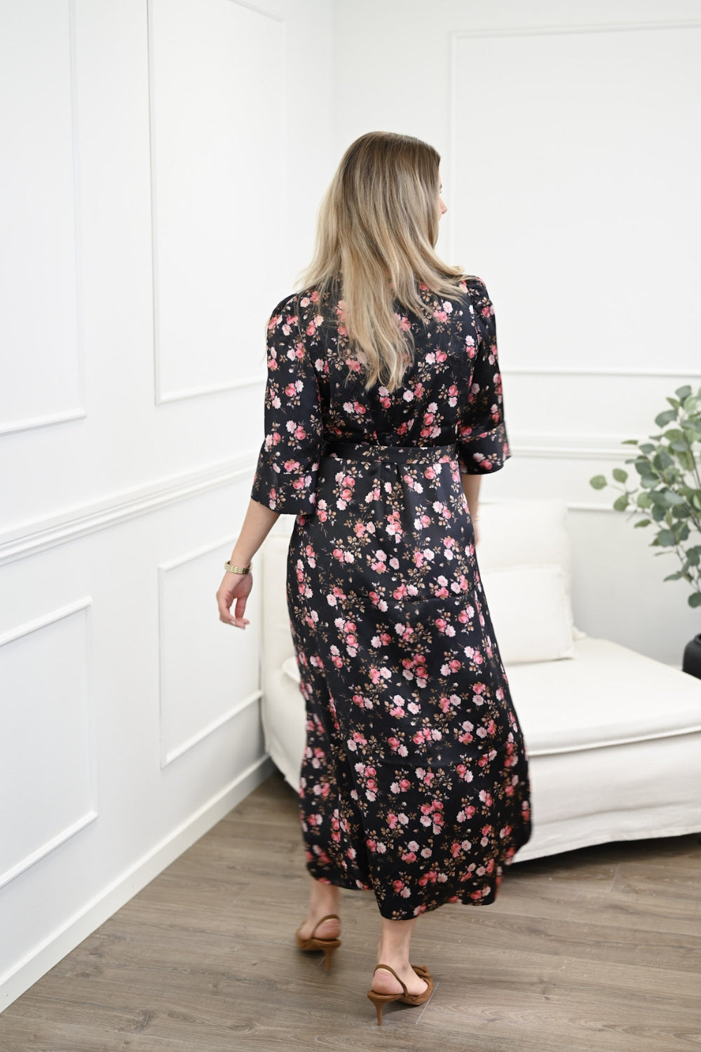 Satin Tieband Dress Blooming night