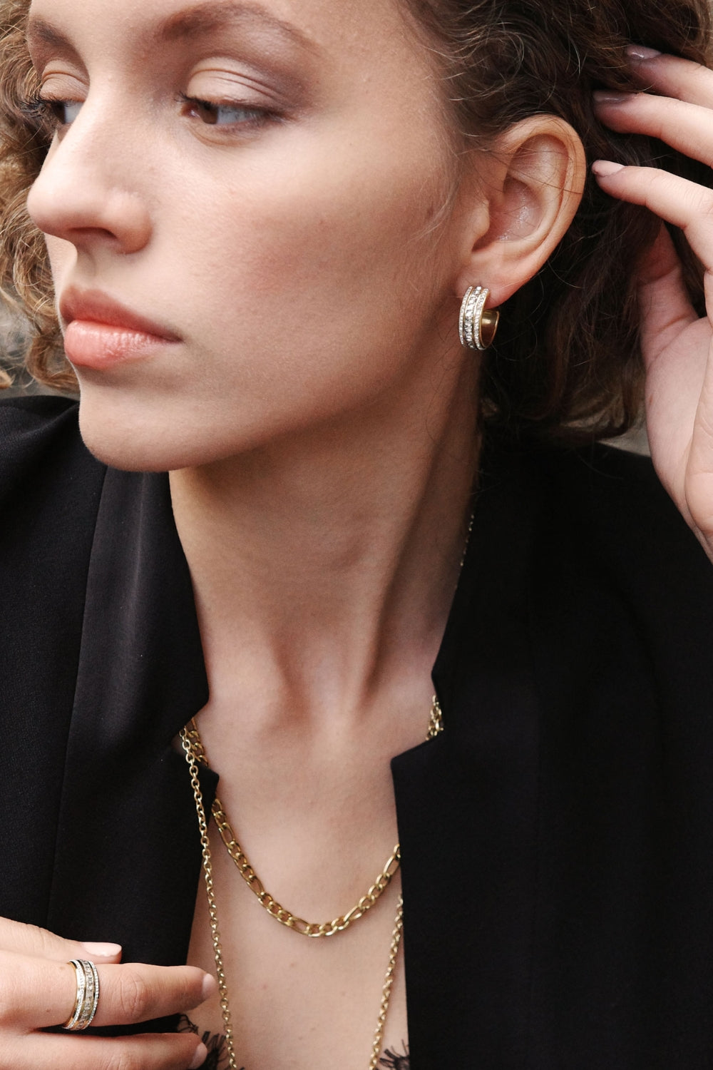 øredobb creol w/3 stripes gull