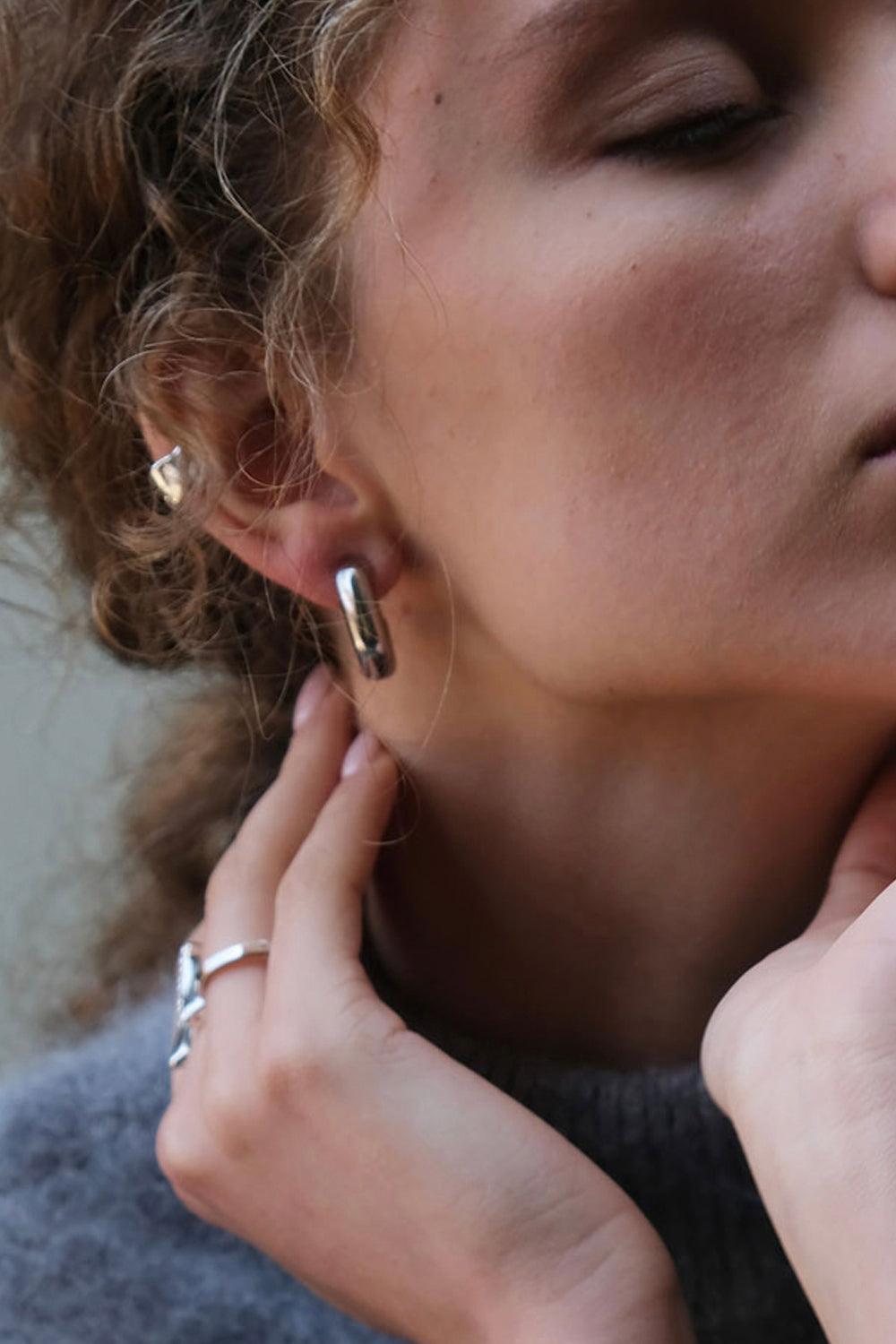 bubly Square creol Hoops Silver