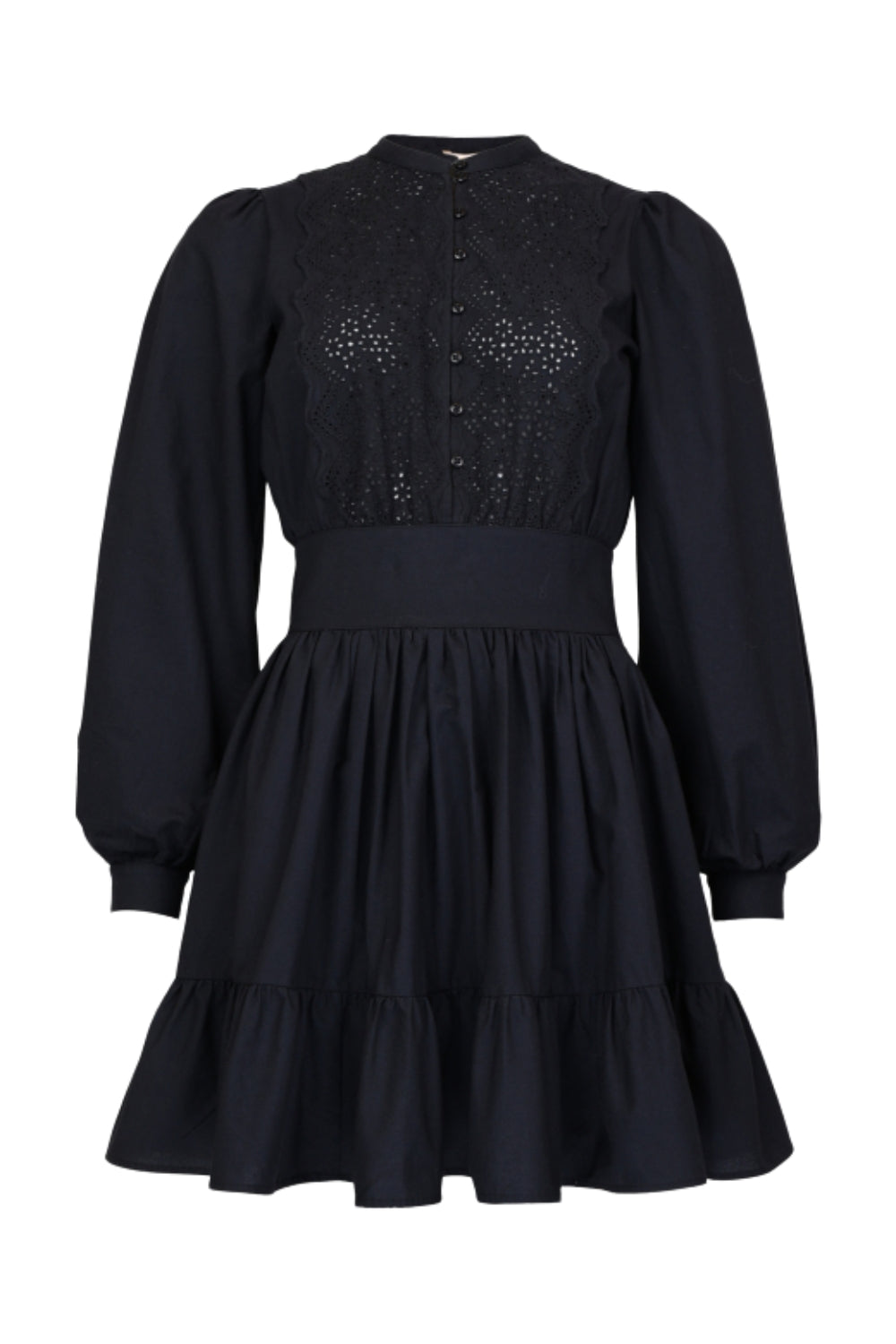 Winter Cotton Mini Dress Black