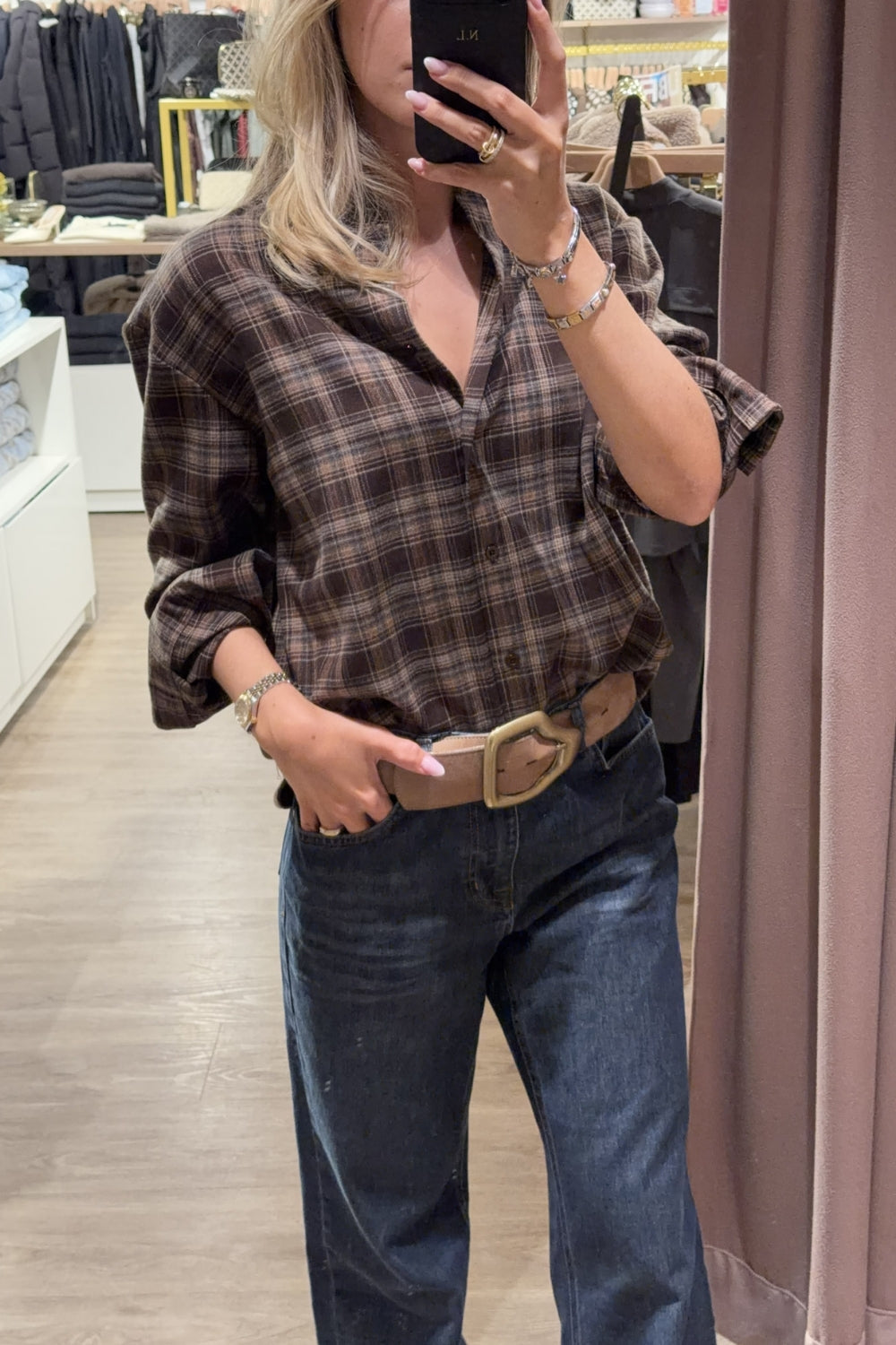 Krista Check Brown Shirt