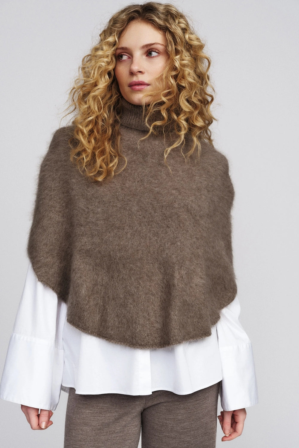 Maiken Brushed Poncho Light Brown